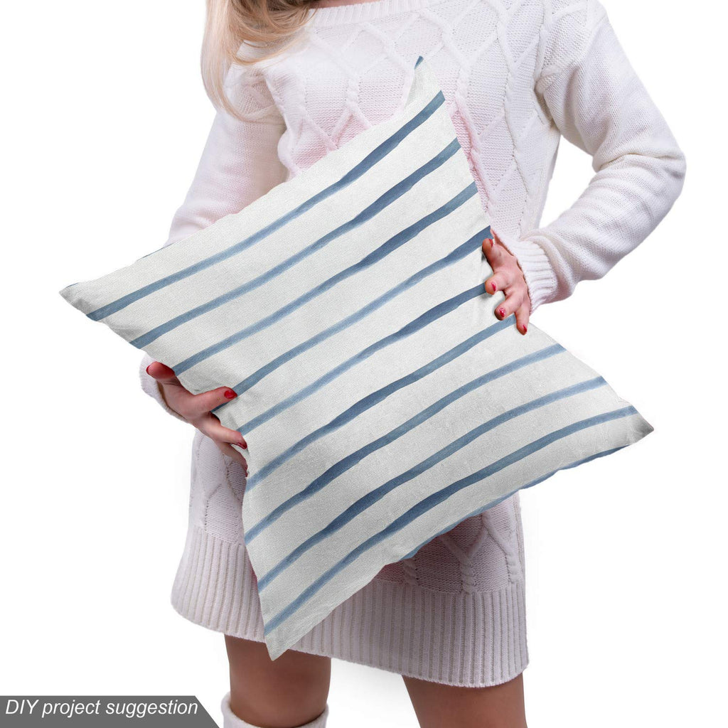 Harbour Stripe Fabric by The Yard, Abstract Brushstroke Nautical Horizontal Lines Soft Picture, Material Water