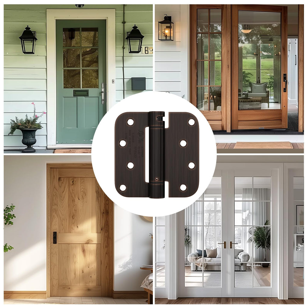 2 Pack 4Inch Spring Door Hinges Oil Rubbed Bronze 5/8" Radius Corner