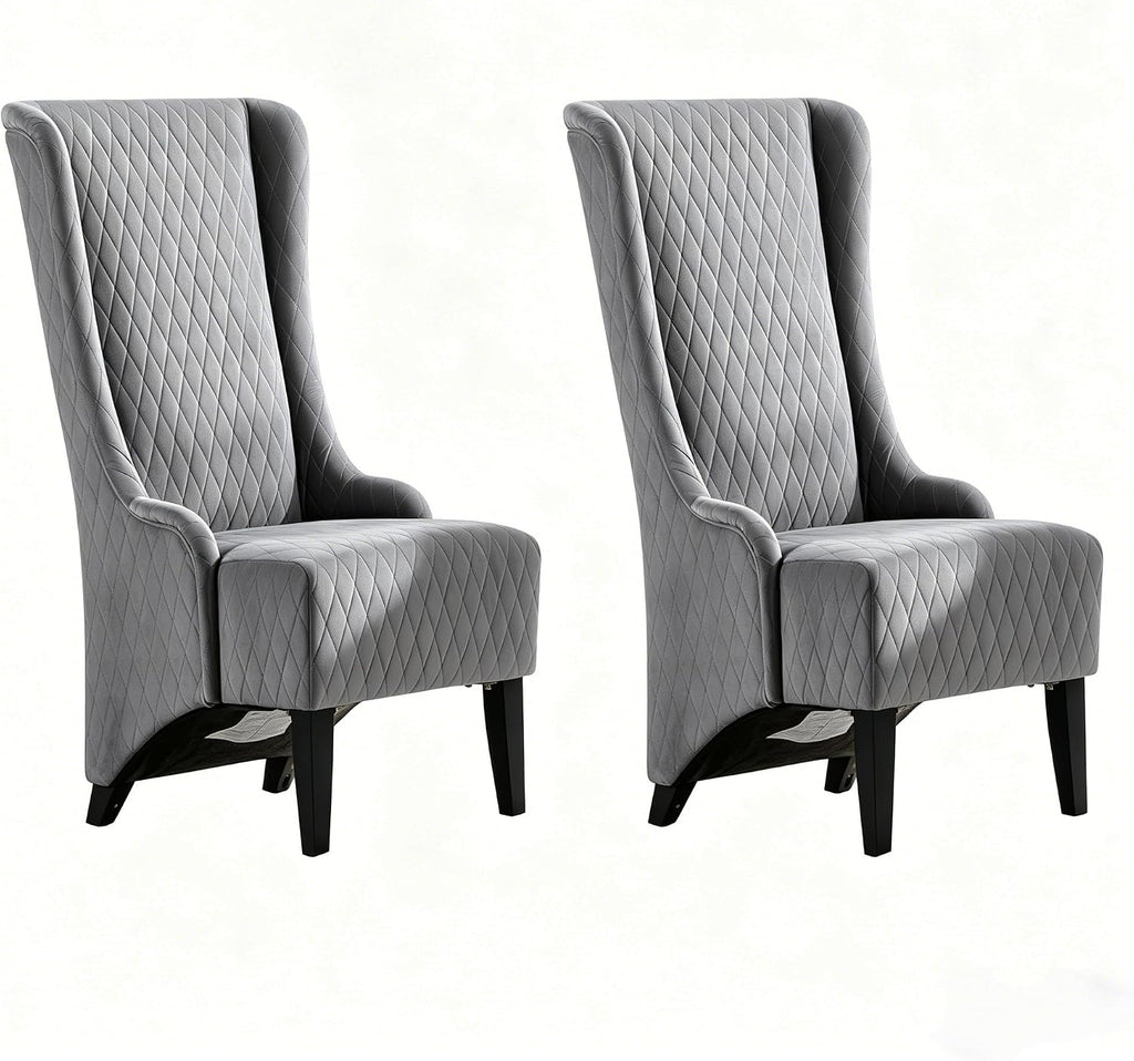 High Back Dining Chair Set of 2, Upholstered Wing Back Dining Chairs King Throne Royal Chair, Retro Accent Dinner