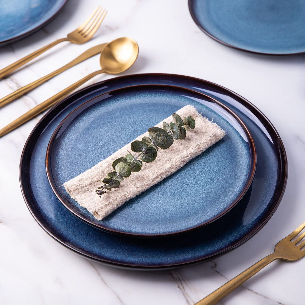 Ceramic Dinner Plates Set of 6, 10.5 Inch Reactive Glaze Plate Sets