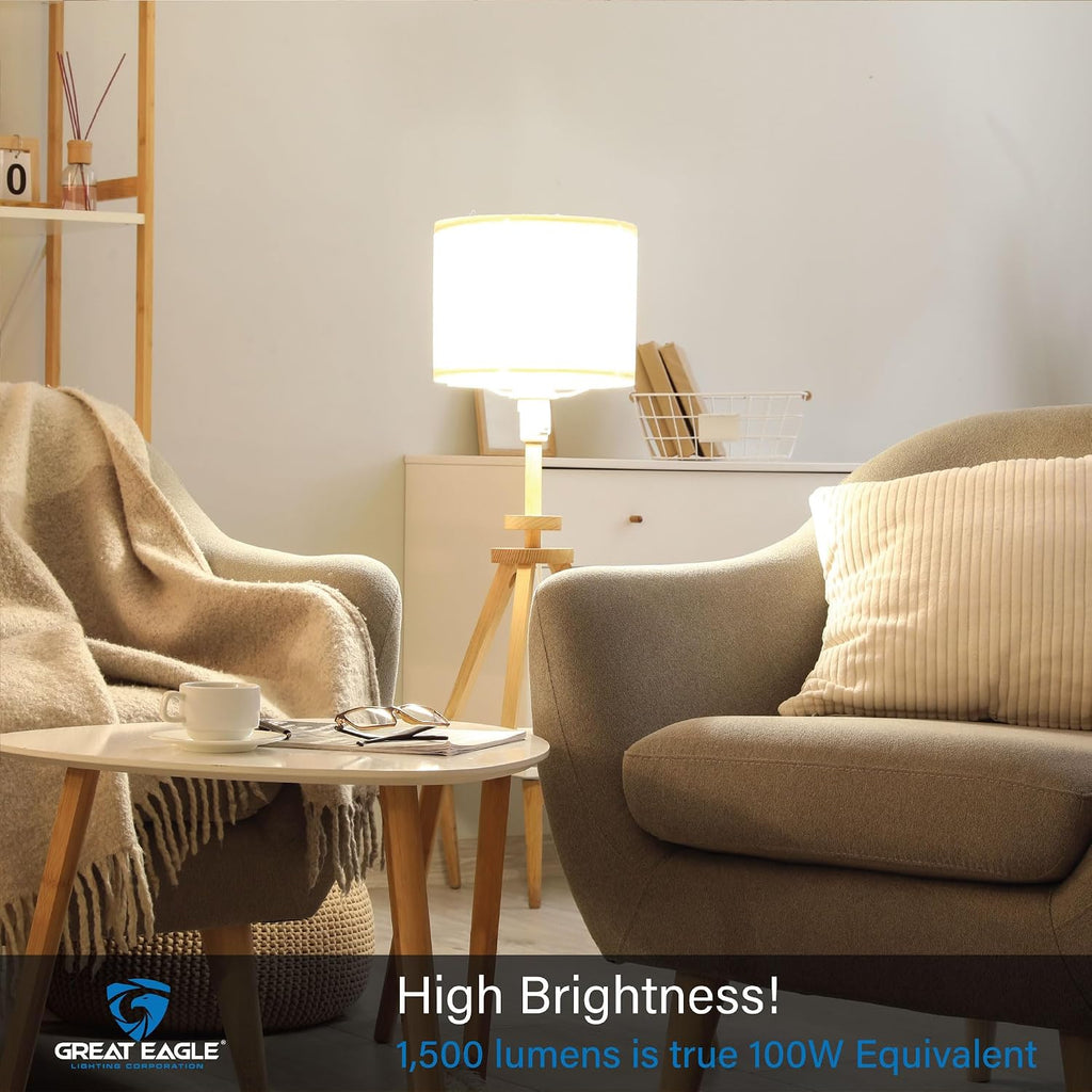 Eagle A19 LED Light Bulbs - 100W Equivalent (15W), Daylight 5000K, 1500 Lumens, Non-Dimmable, UL-Listed