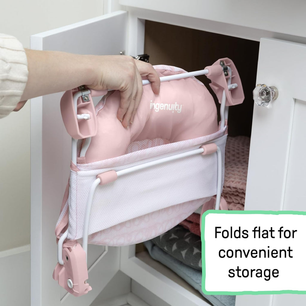 Foldaway Position Bather, Position Adjustable Support Baby Bath seat for Sink or Bathtub, Ages 0-6 Months, up to