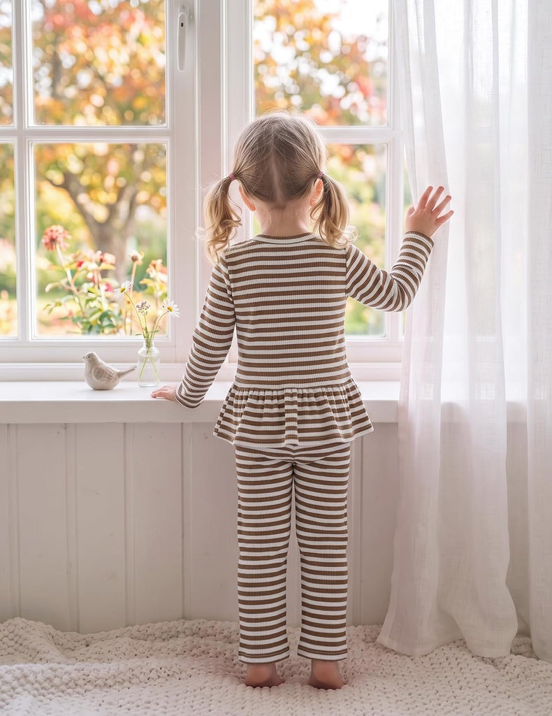 Toddler Baby Girl Clothes Ruffle Striped Fall Winter Outfits