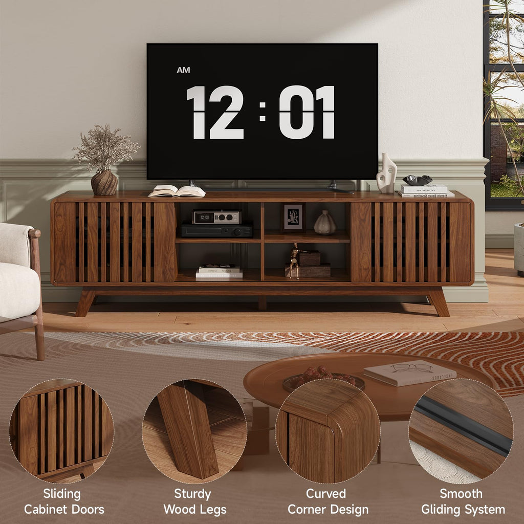 70" TV Stand for TV Up to 85", Mid-Century Modern Television Stand