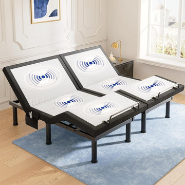 T600 Adjustable Bed Frame Split King Size with Remote & Massage - Syncable Electric Beds Bases, Zero Gravity, Dual