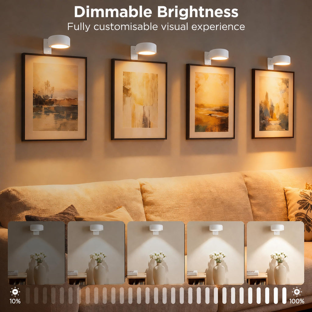 Picture Lights for Wall, Rechargeable Wireless Poster Lights, White