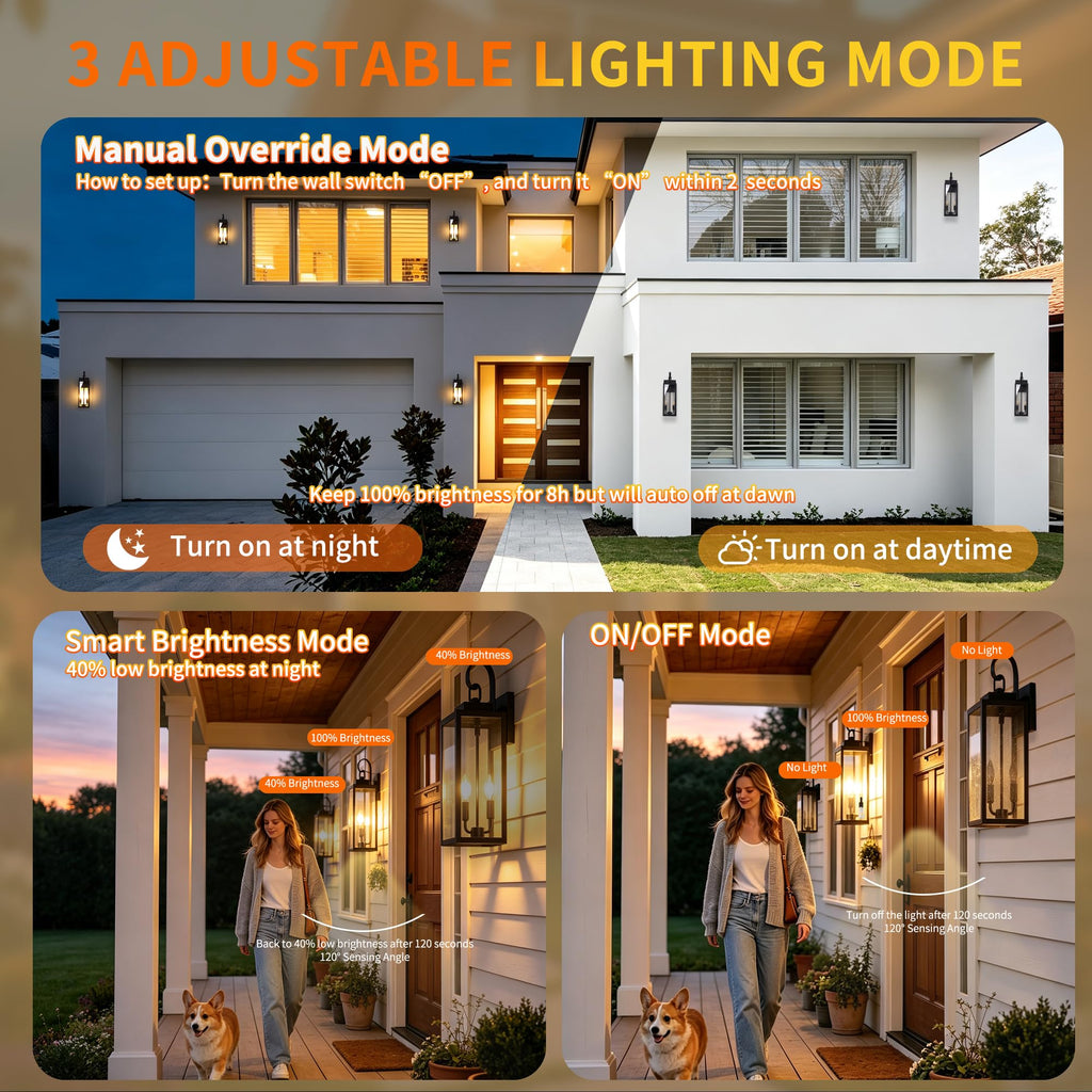 20 Inch Motion Sensor Dawn to Dusk Outdoor Sensor Light Fixture Anti-Rust Exterior Wall Lighting Waterproof Outdoor