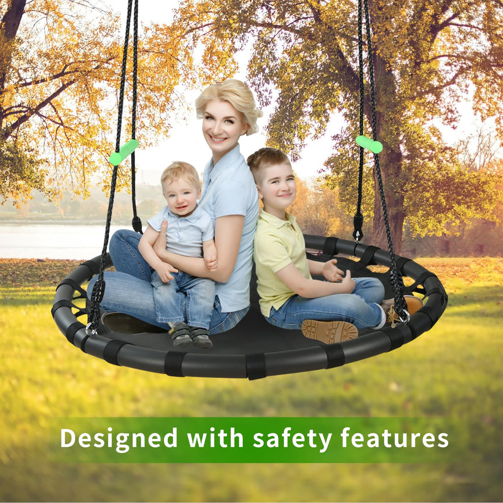 40 Inch Diameter Round Black Saucer Swing/Tree Swing Armrest Stick