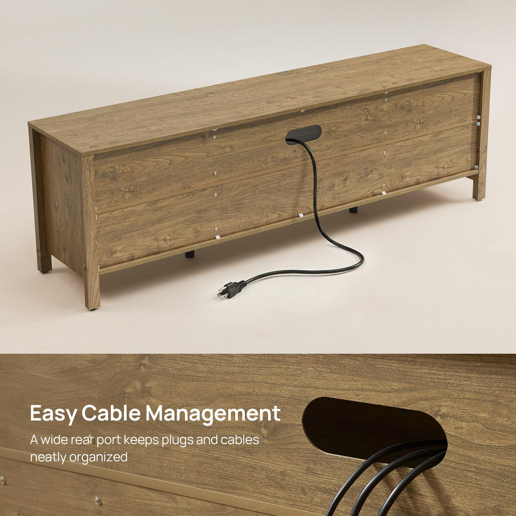 69" Rattan TV Stand with Storage