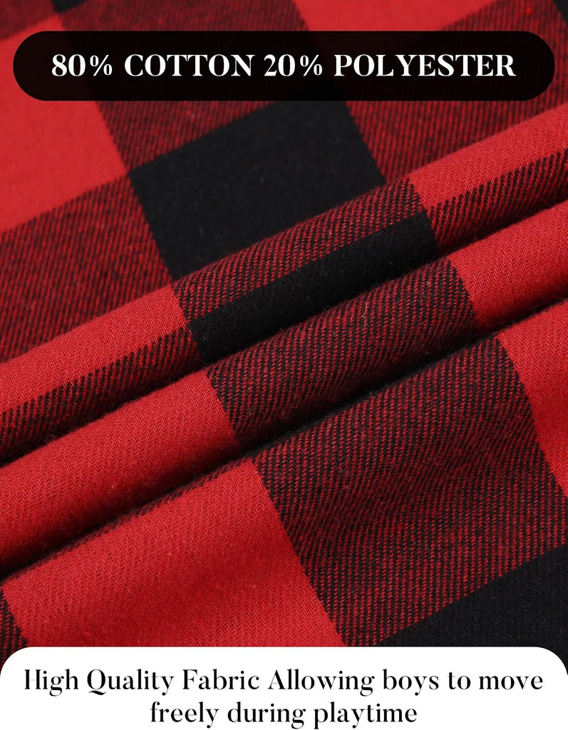 Boys Flannel Shirts Long Sleeve Kid Plaid Button Down Shirt
