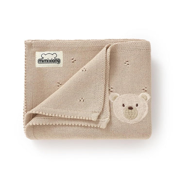 Organic Cotton Baby Blanket Neutral Knitted Soft Crib Blankets