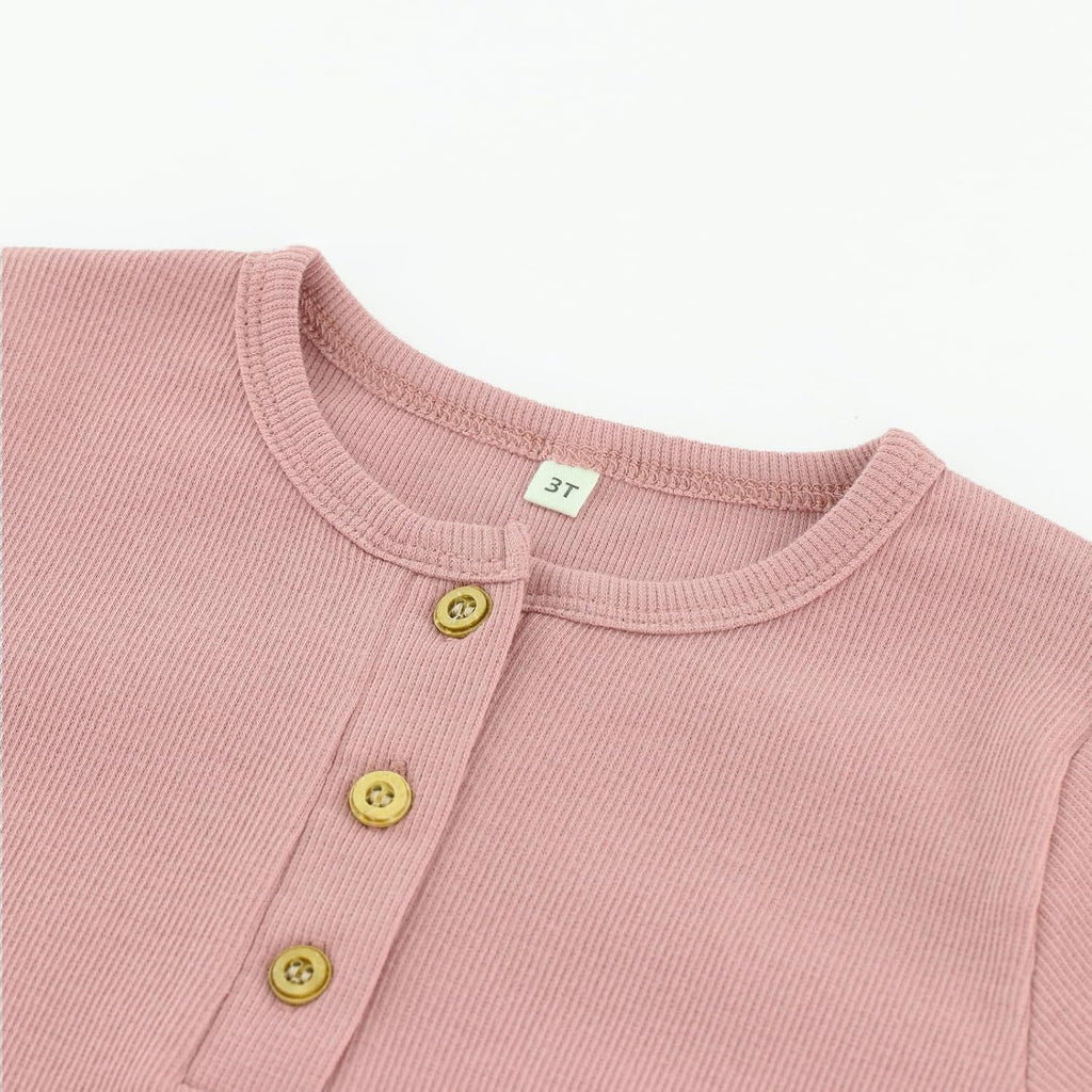 Toddler Short Sleeve Henley Shirt Boys Ribbed T-Shirt