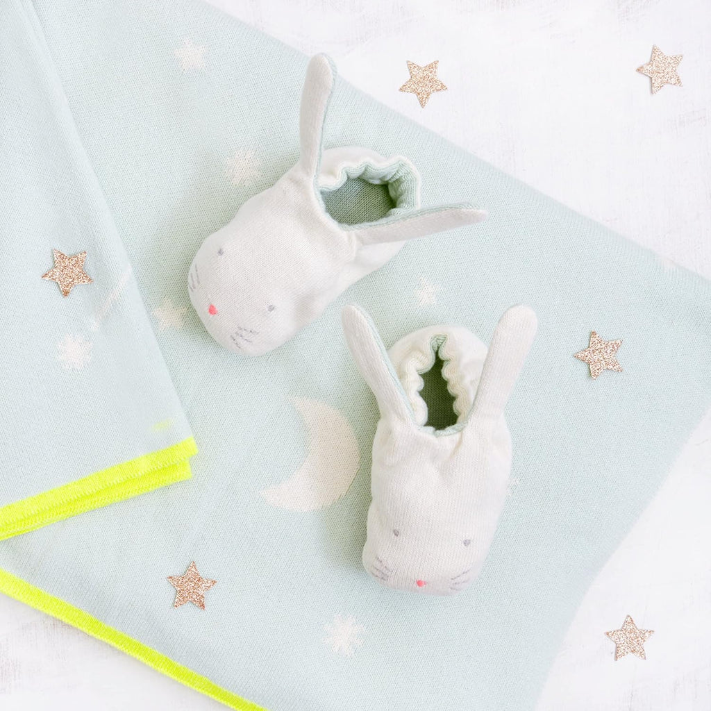 Baby Bunny Booties - Mint Knitted Organic Cotton Infant Shoes (Pack of 1)