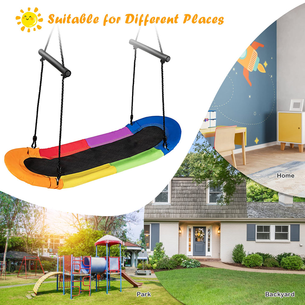 Surfing Tree Swing, Platform Swing with Soft Handles and Adjustable Height, Saucer Tree Swing with Stable Metal Frame