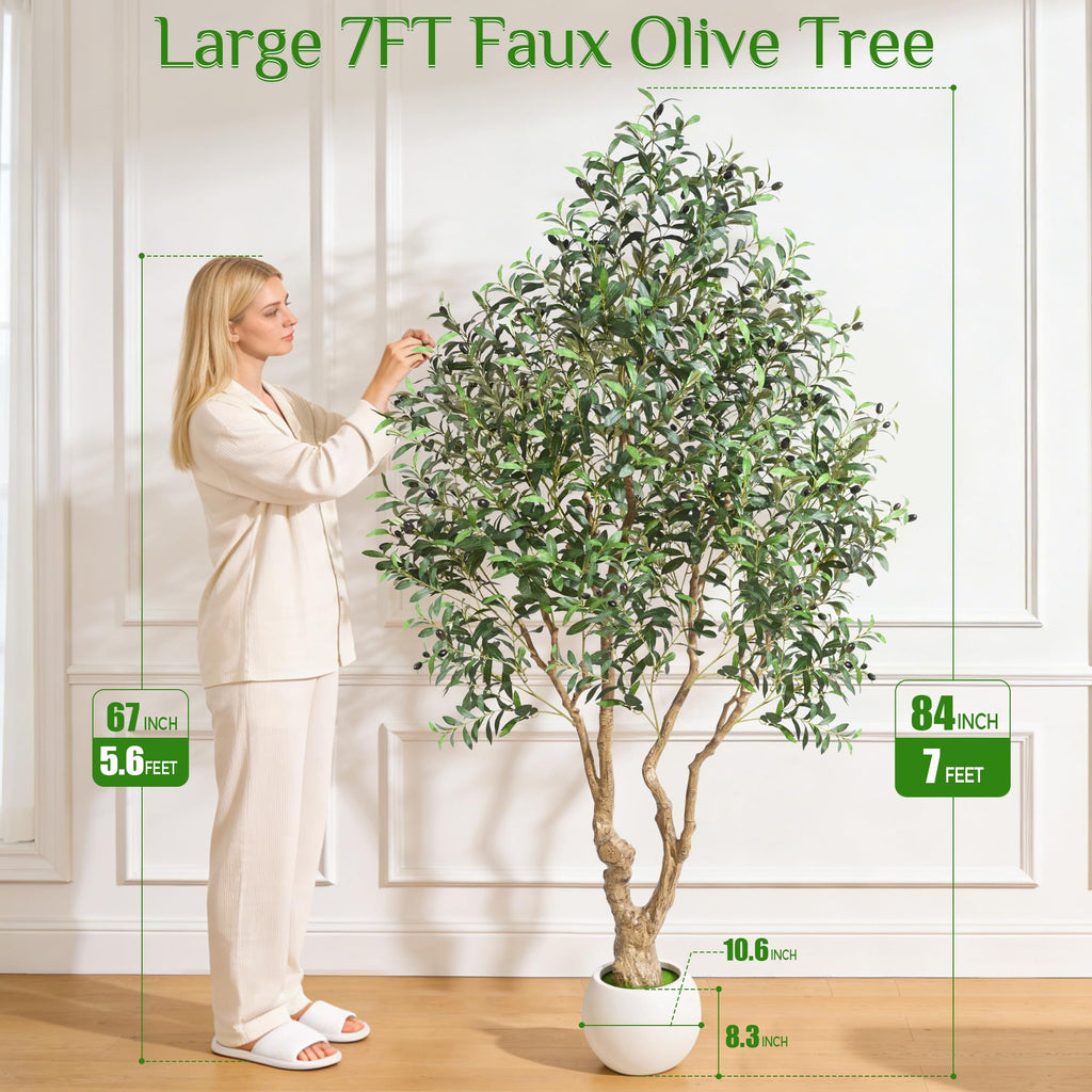 7 FT Faux Olive Tree, Realistic Tall Olive Trees Artificial Indoor