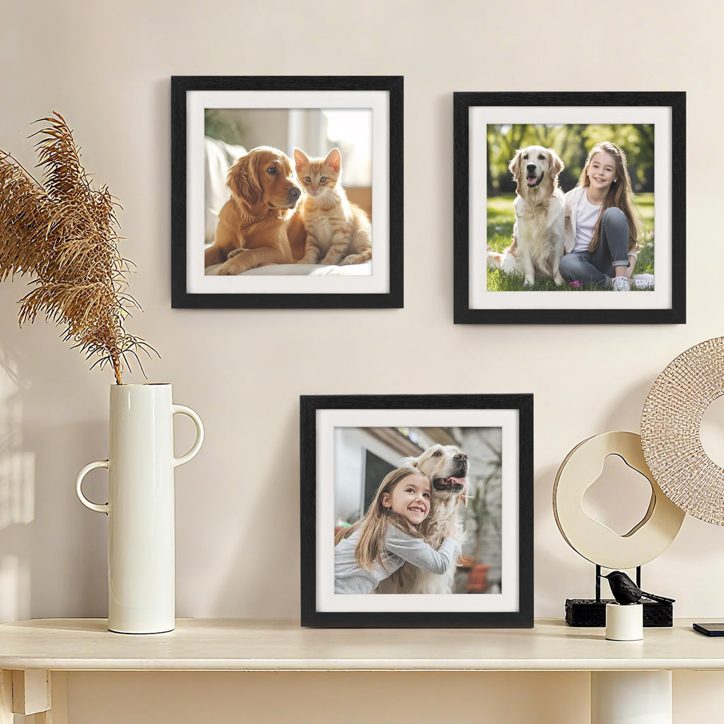 11x11 Picture Frames with 8x8 Mat Set of 2, Black