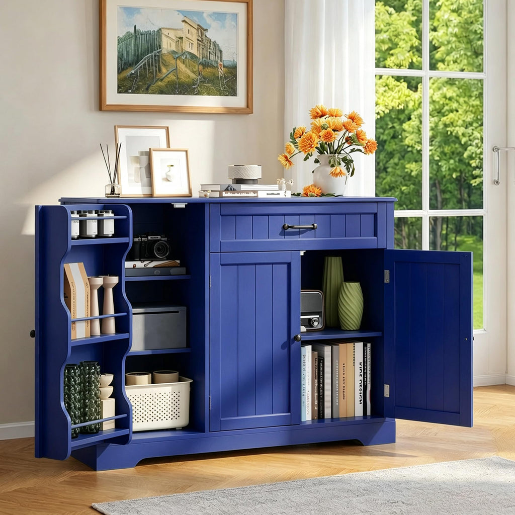 Sideboard Cabinet, Buffet Cabinet with Storage, Navy Blue