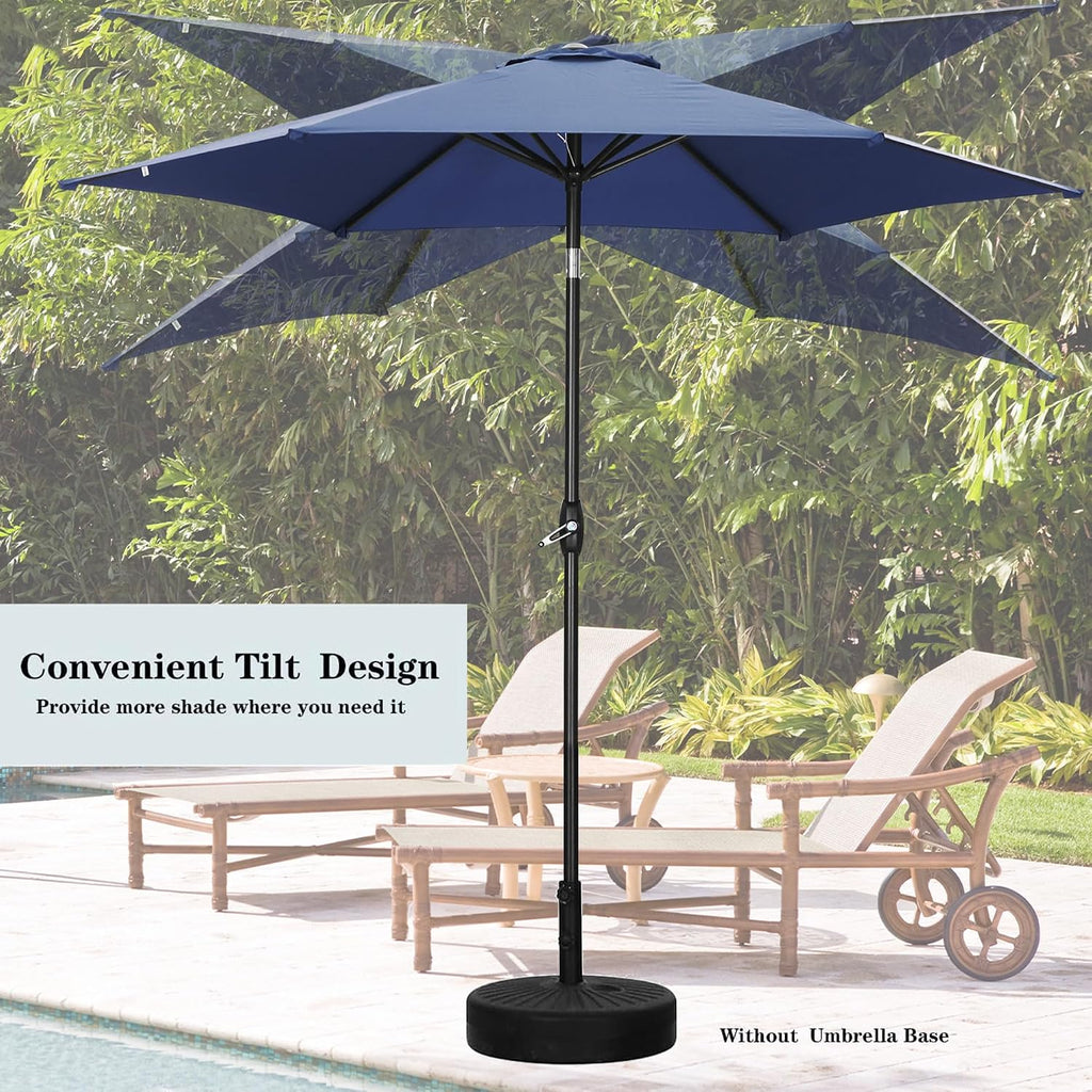 9FT Patio Umbrella Outdoor Table Umbrella,Market Umbrella with Push Button Tilt and Crank Pool, No Base (Navy Blue)
