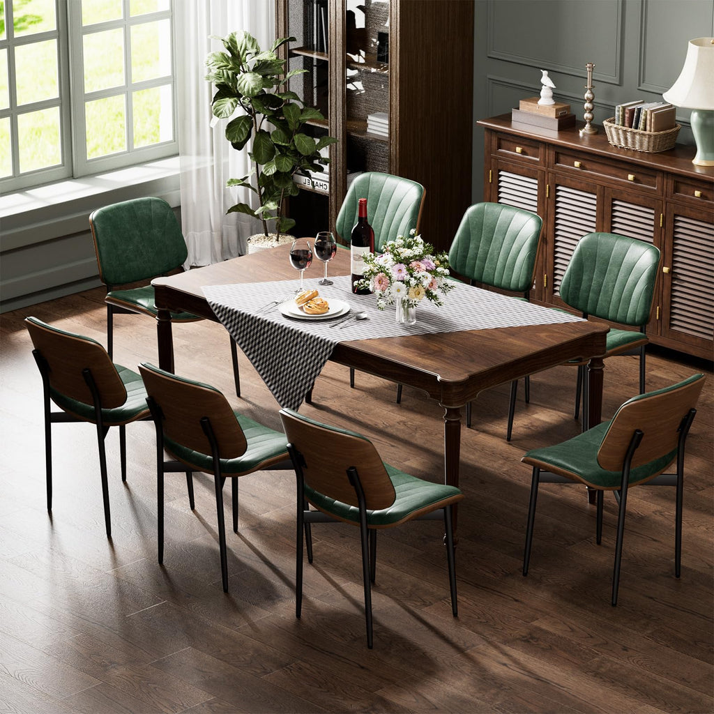 Dining Chairs Set of 4, Mid Century Modern PU Leather Kitchen Chairs