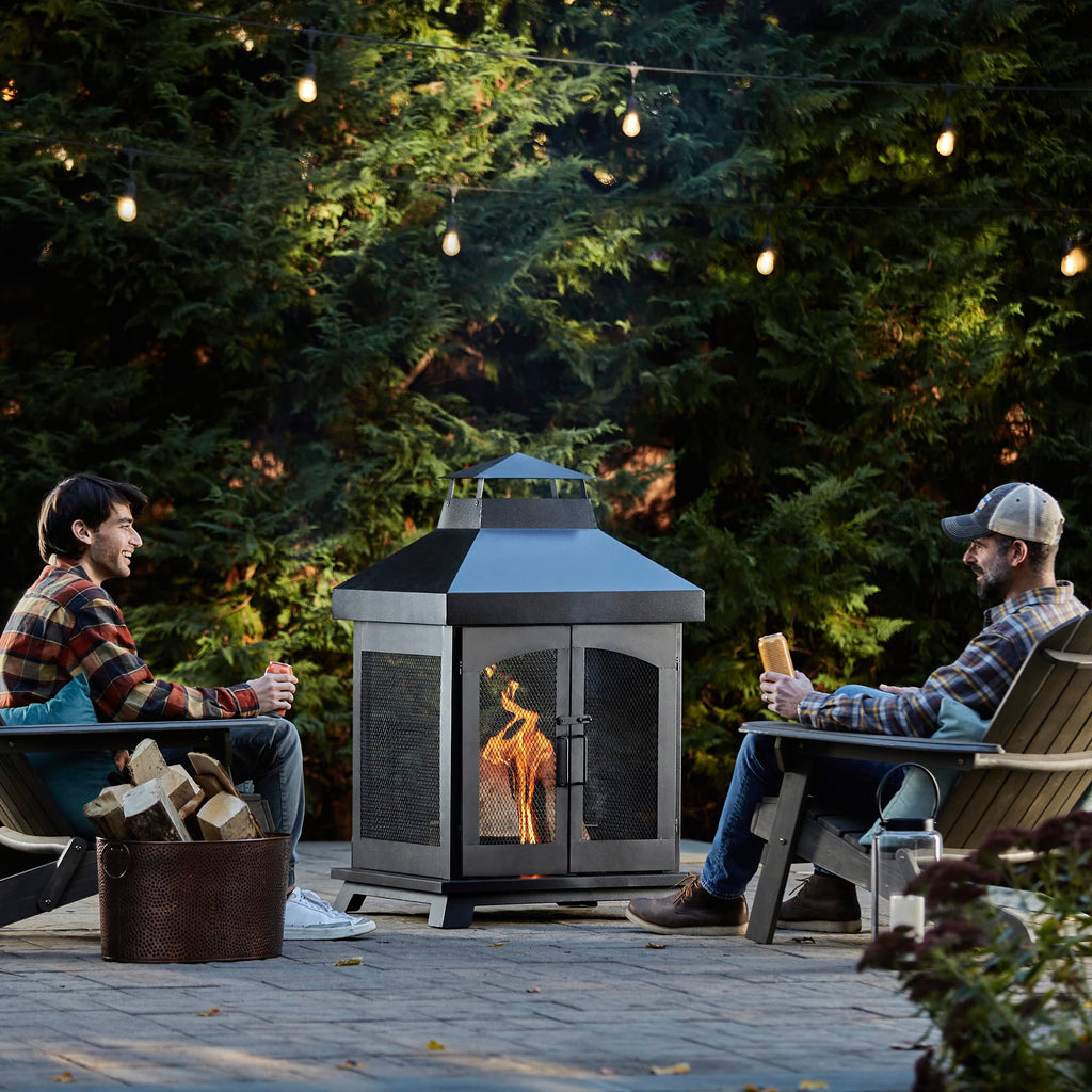 45" Wood Burning Steel Outdoor Fireplace