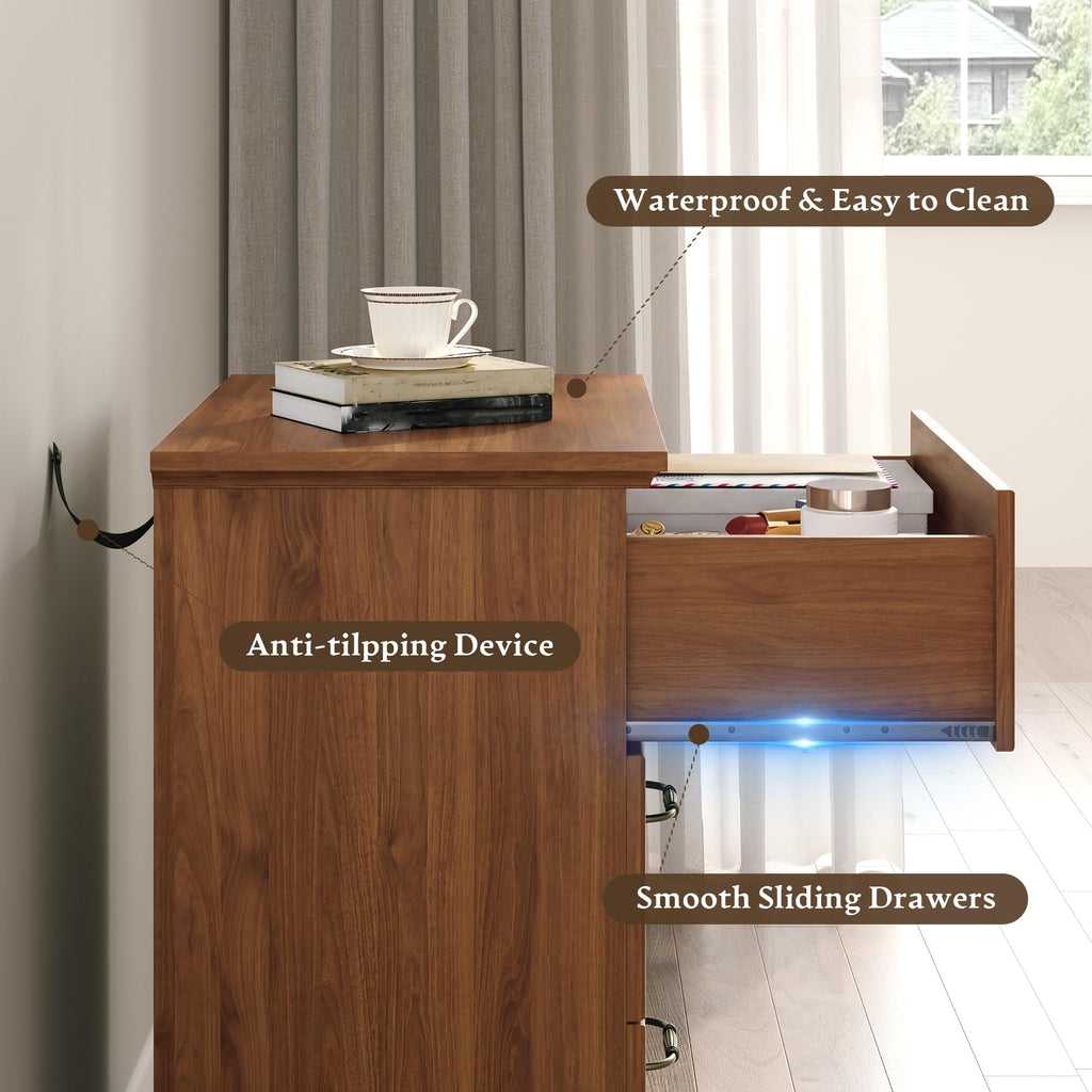 Farmhouse 3 Drawers Dresser, 24" Wide Modern Chest of Drawers with Deep Drawers & Bar Handles, Rustic Wood