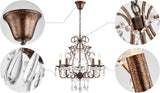 5-Lights Crystal Chandelier in Farmhouse Style, K9 Crystal Pendant Light for Bedroom, Dining Room, Living Room, H24 x D23, Chain Adjustable A109-B07DPJW4RV