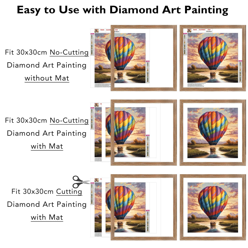 12x12 Picture Frame Set of 3 with 10x10 Mat for 30 x 30cm Diamond Art Painting, Display Photo 10x10 with Mat or 12 x