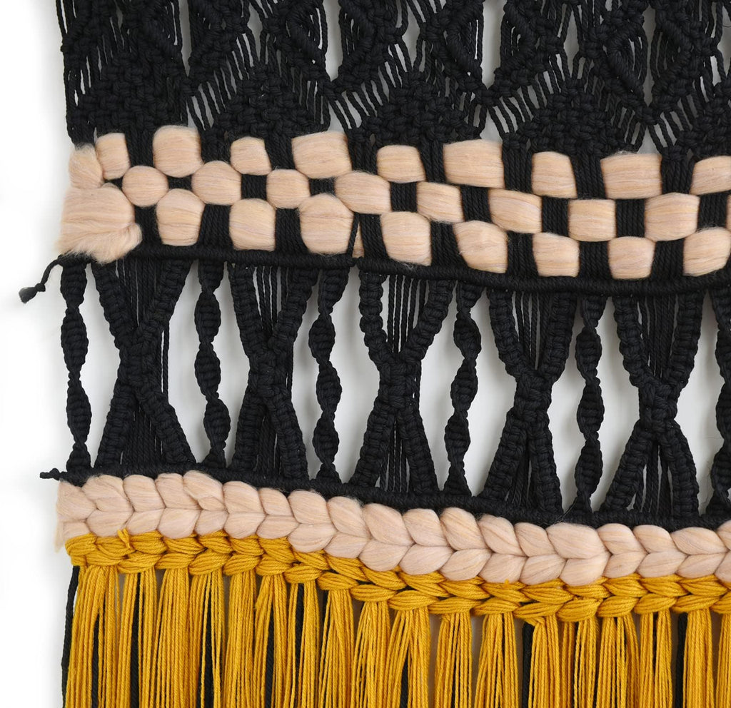 Macrame Wall Hanging Black Woven Macrame Wall Decor Boho Wall Decor Home Room Decor 47" W*35" L