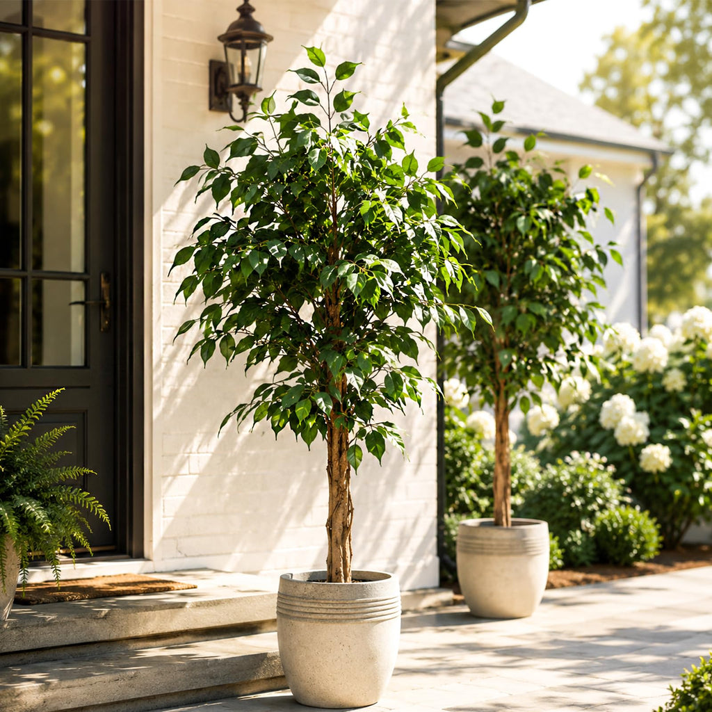 6FT UV Resistant Artificial Ficus Tree, Adjustable Fake Tree Decor