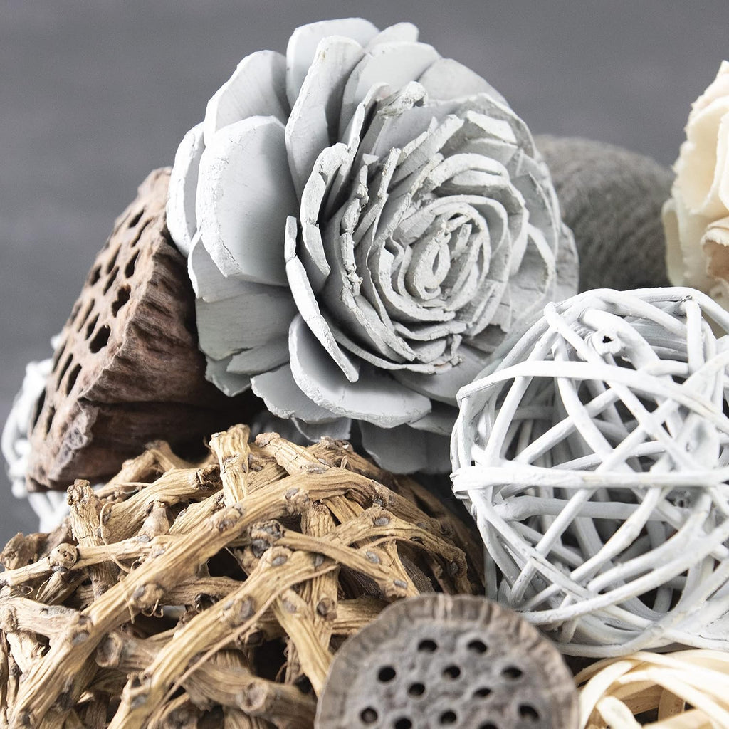 Natural Tones Vase & Bowl Fillers | Floral & Decorative Balls Home Decor (Grey Rose)