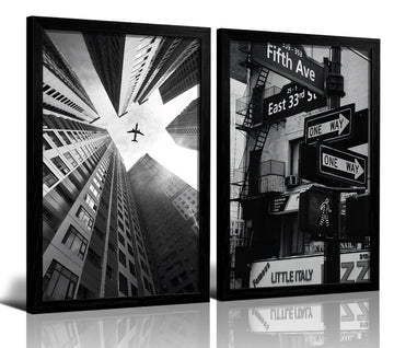 2 Pcs New York City Wall Fashion Posters 16x24 Inch Black Framed