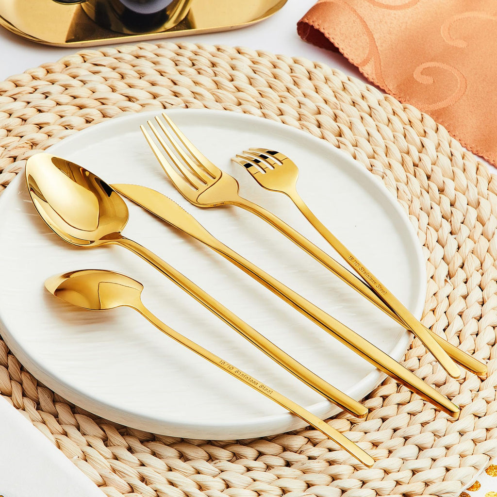 30-Piece Silverware set for 6, Premium 18/10 Stainless Steel Flatware Cutlery Set, Luxury Eating Utensils Set Include