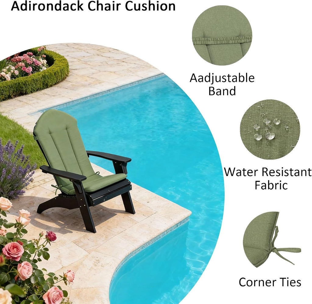 50"x20" Adirondack Chair Cushion Set of 2, Water-Resistant Fade Resistant High Back Outdoor Rocking Chair Cushion