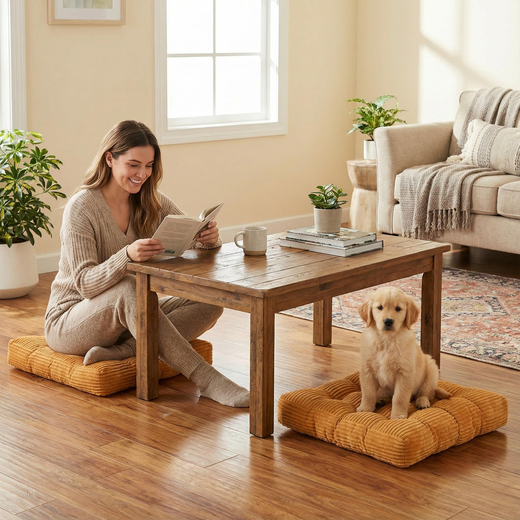 Meditation Floor Pillow Set of 2, Memory Foam Meditation Cushion for Adults Sitting, Large Square Thickened Seat