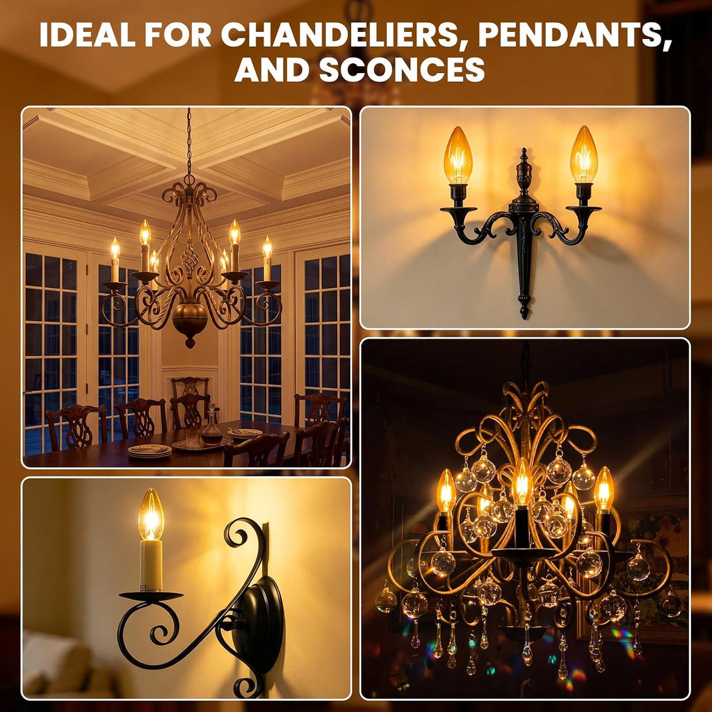 2000K Amber 25 watt Candelabra Bulbs 2W B11 E12 LED Candle Bulb