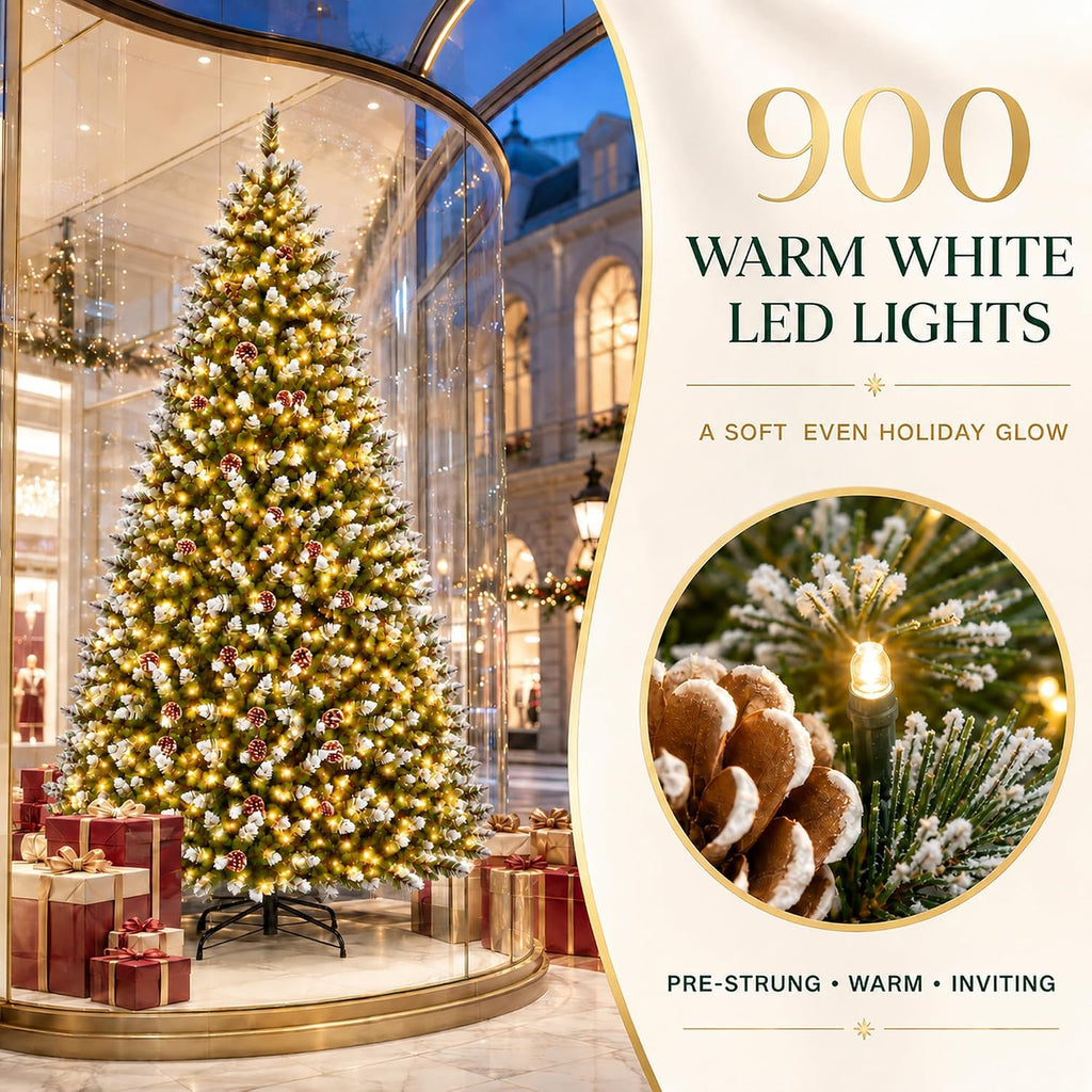 Pre-Lit Artificial Christmas Tree, 900 Lights, 1800 Tips