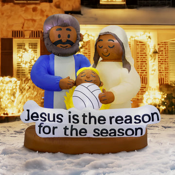 Black Santa Christmas Decorations - African American Christmas Black Nativity Set Inflatable Outdoor Decorations