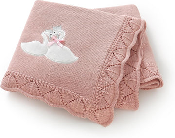 Cotton Baby Blanket for Girls Boys, 31.5x40 Inch (Pink)