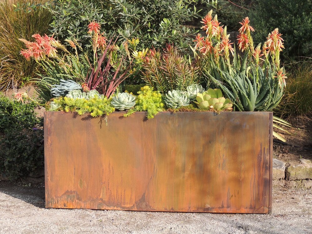 Corten Steel Trough Planter, 16" x 46" x 16"