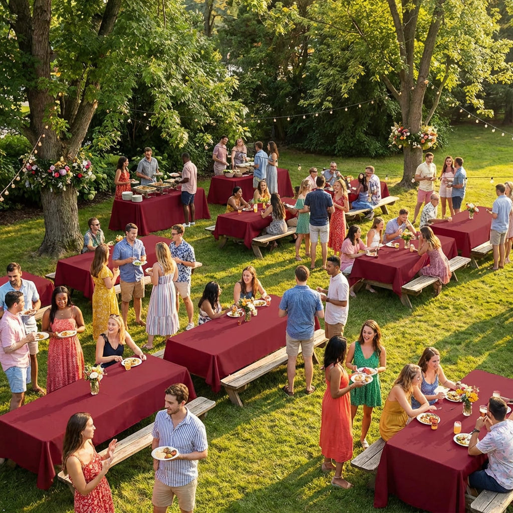 Burgundy Tablecloth Rectangle 60 x 102 Inch, 8 Pack