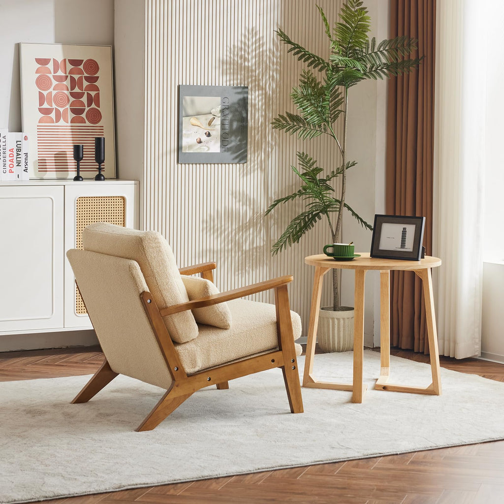 Mid-Century Lounge Accent Chair, Khaki
