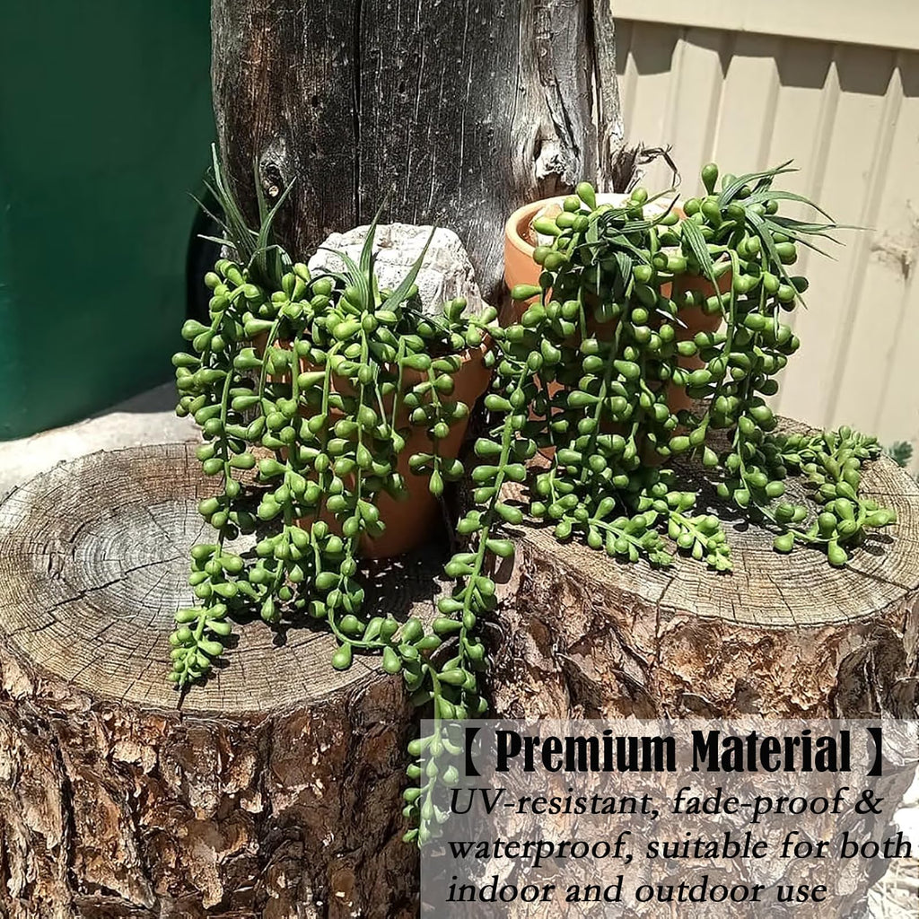 8Pcs Artificial Short Hanging Succulents Plants with Leaves 13.7in