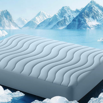 Cooling Mattress Pad King Size for Hot Sleepers Pillow Top Cover | Dusty Blue 78x80 Inches Ultra Soft Mattress