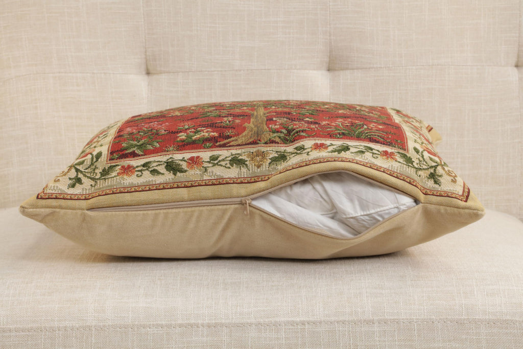William Morris Tree of Life Red I Tapestry Throw Pillow Cover 18 x 18 in