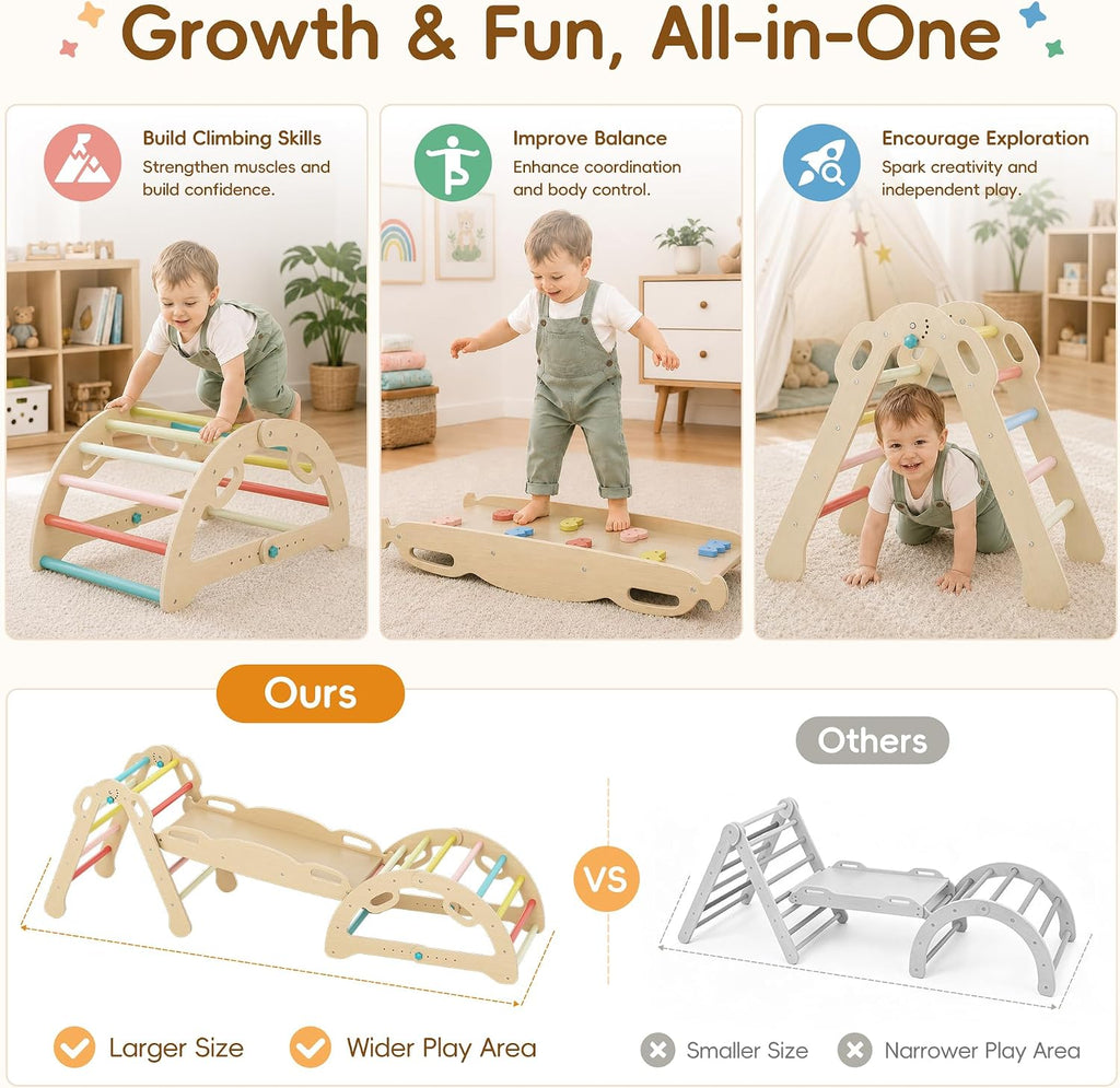 Triangle Set, 7 in1 Foldable Climbing Toys Set for Kids Indoor