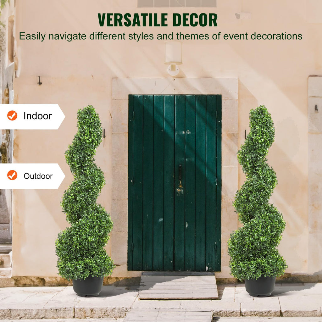 Artificial Boxwood Spiral Topiary Trees, 3ft Tall (2 PCS) Faux Plant