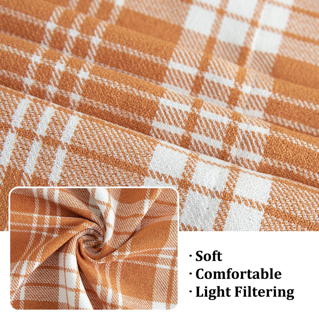 Buffalo Check Valance for Windows, Orange Kitchen Garden Farmhouse Valance, 60 x 18 Rod Pocket Curtain Panels for