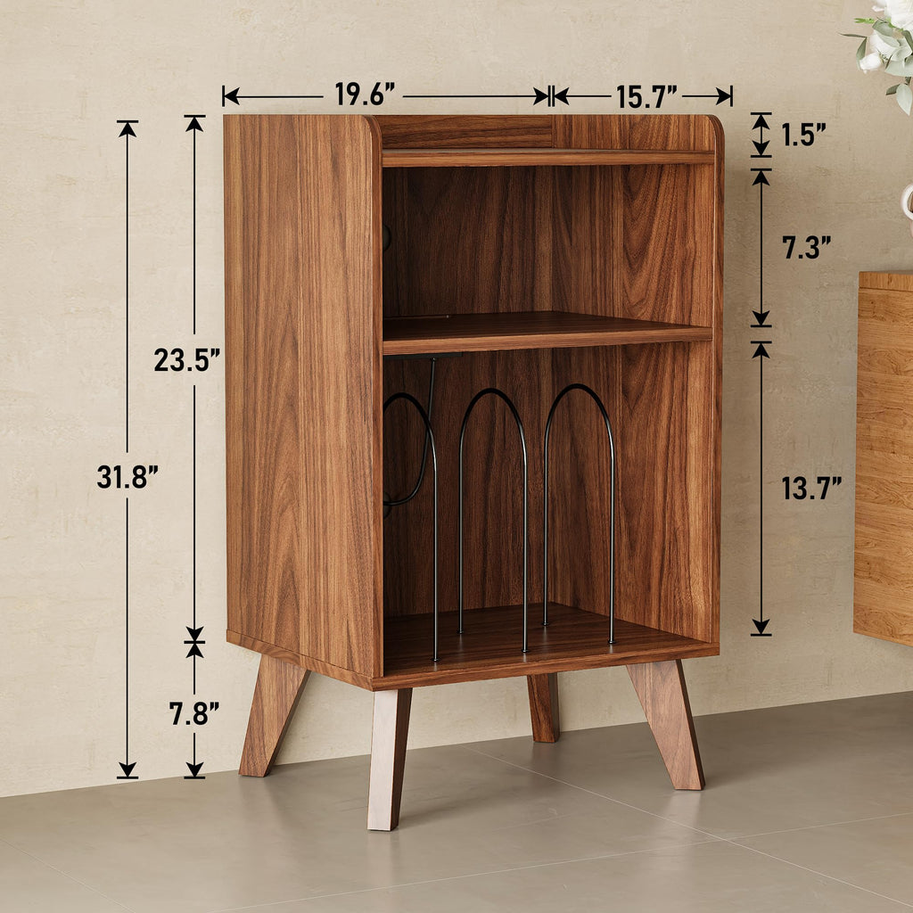 Record Player Stand, Turntable Stand with Record Storage and Charging Station & USB Ports, Record Player Table with