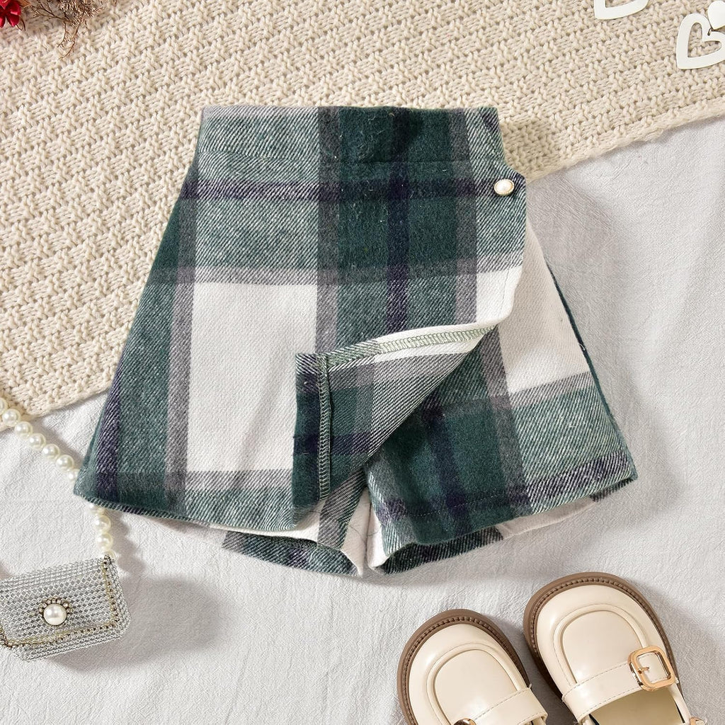 Toddler Girl 4 Pieces Outfits Ruffles Long Sleeve Tops Plaid Skirt Jacket And Hat Fall Winter Clothes Set
