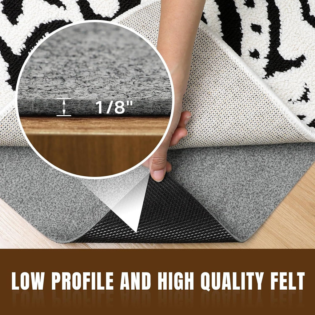 2' x 10' Non Slip Rug Pad, 1/8" Felt Rubber Protective Padding - Set of 20